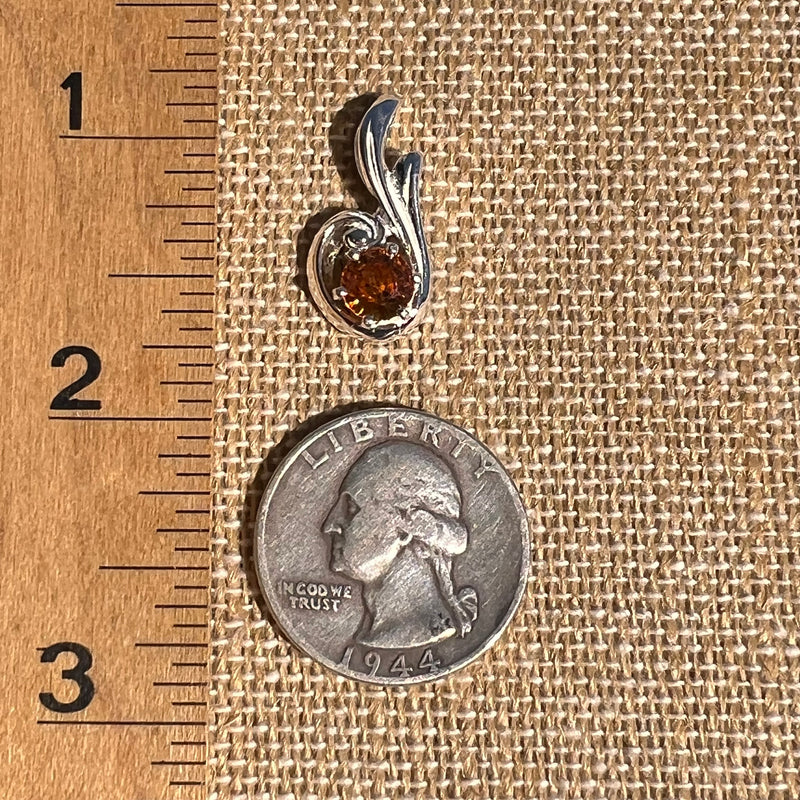 Orange Mandarin Garnet Pendant Sterling #6734-Moldavite Life