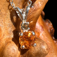 Orange Mandarin & Malaysian Garnet Necklace Sterling #6629-Moldavite Life