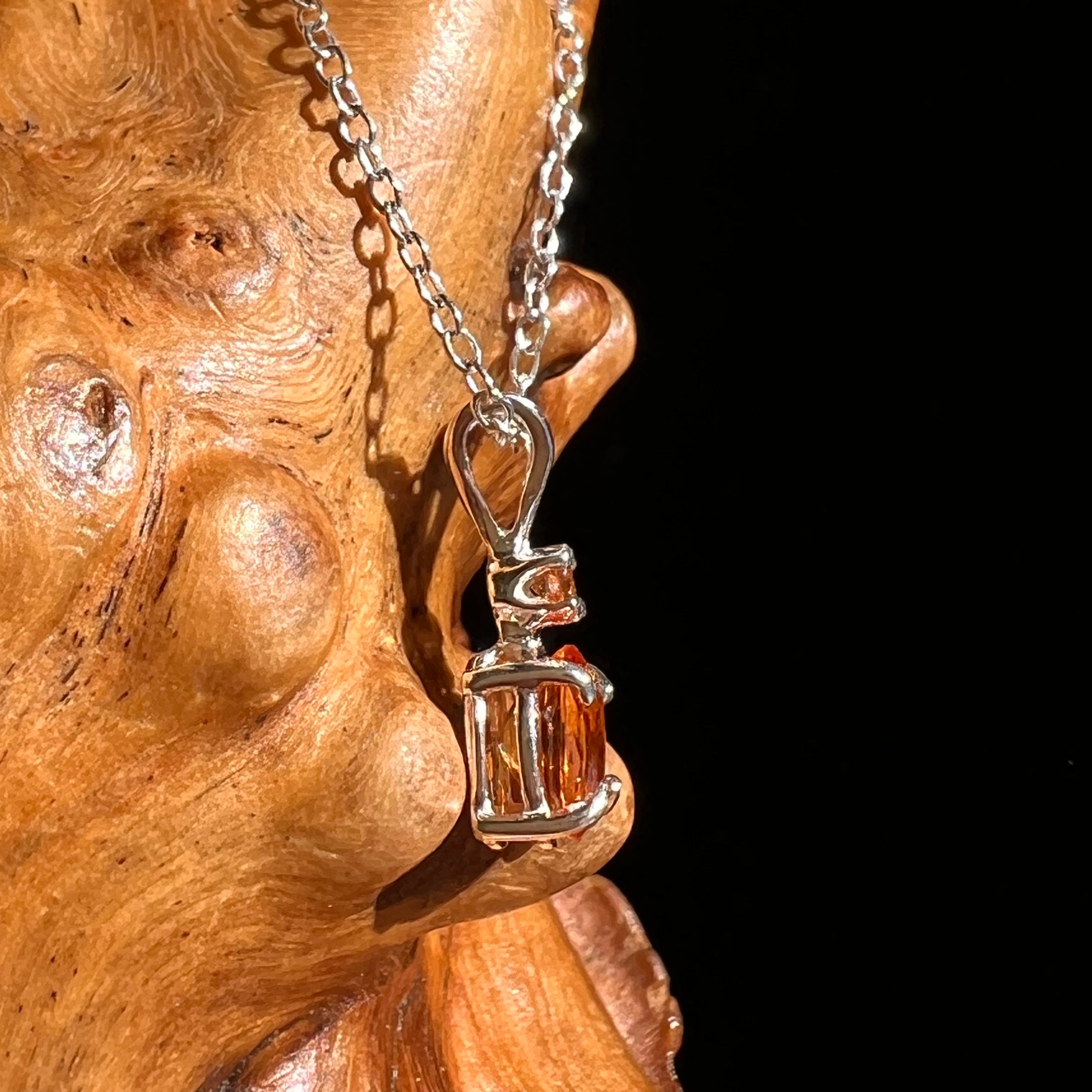 Orange Mandarin & Malaysian Garnet Necklace Sterling #6655-Moldavite Life