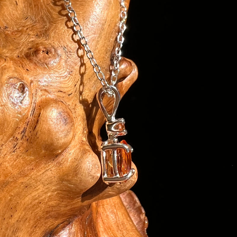 Orange Mandarin & Malaysian Garnet Necklace Sterling #6655-Moldavite Life