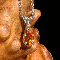 Orange Mandarin & Malaysian Garnet Necklace Sterling #6655-Moldavite Life