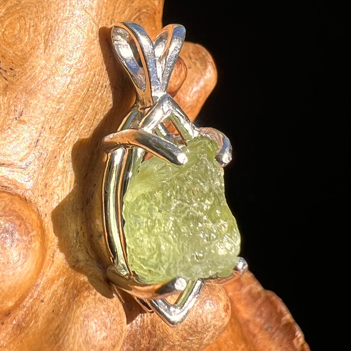 Peridot Crystal Pendant Sterling Silver #6261-Moldavite Life