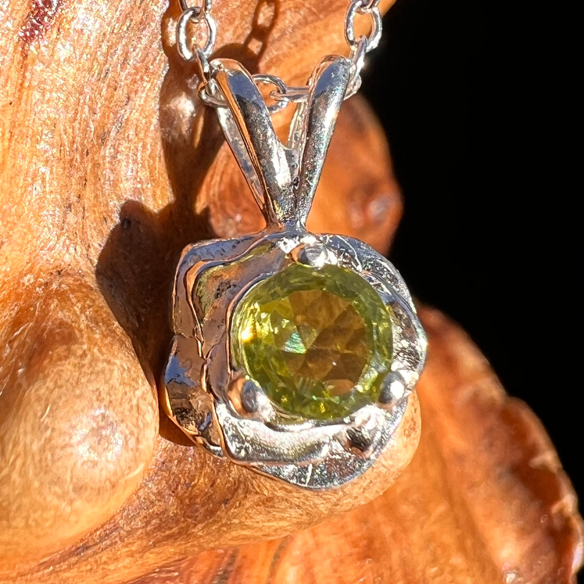 Peridot Rose Necklace Sterling Silver #8198-Moldavite Life
