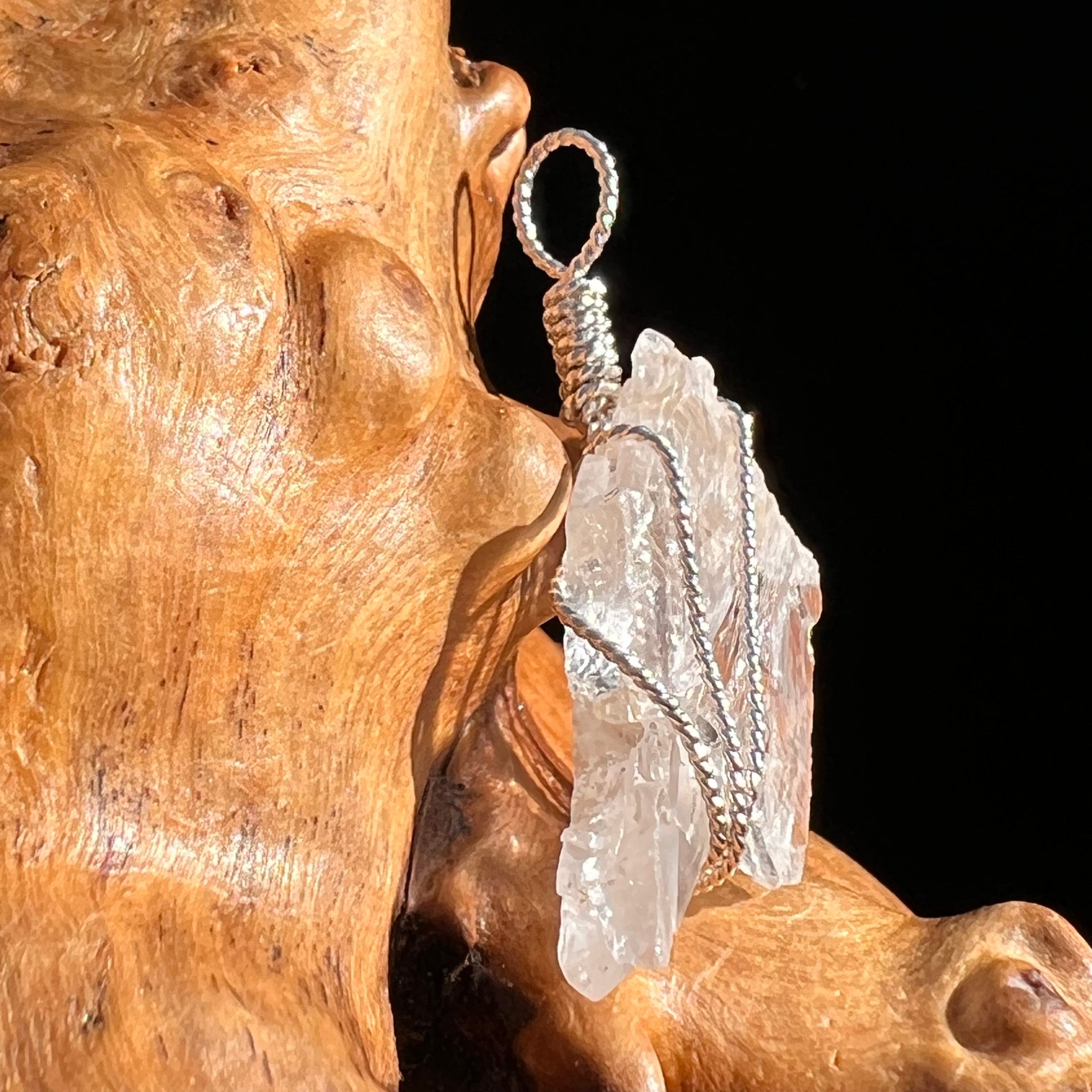 Petalite Wire Wrapped Pendant Sterling #6593-Moldavite Life