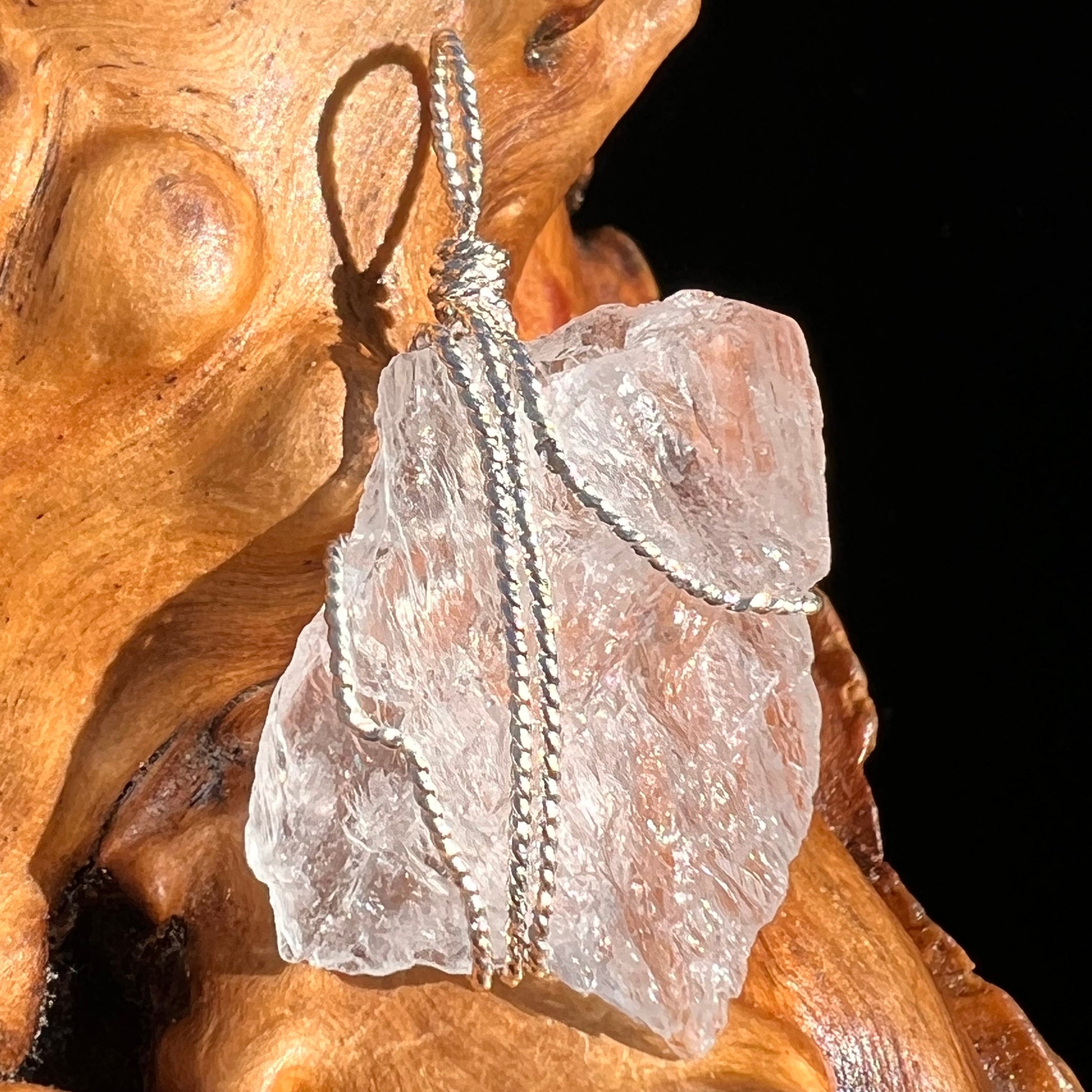 Petalite Wire Wrapped Pendant Sterling #6606-Moldavite Life