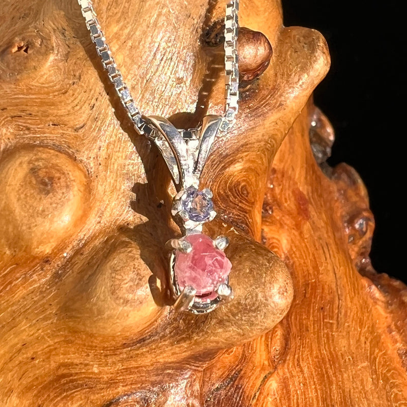 Pezzottaite & Tanzanite Necklace Sterling Silver #3943-Moldavite Life