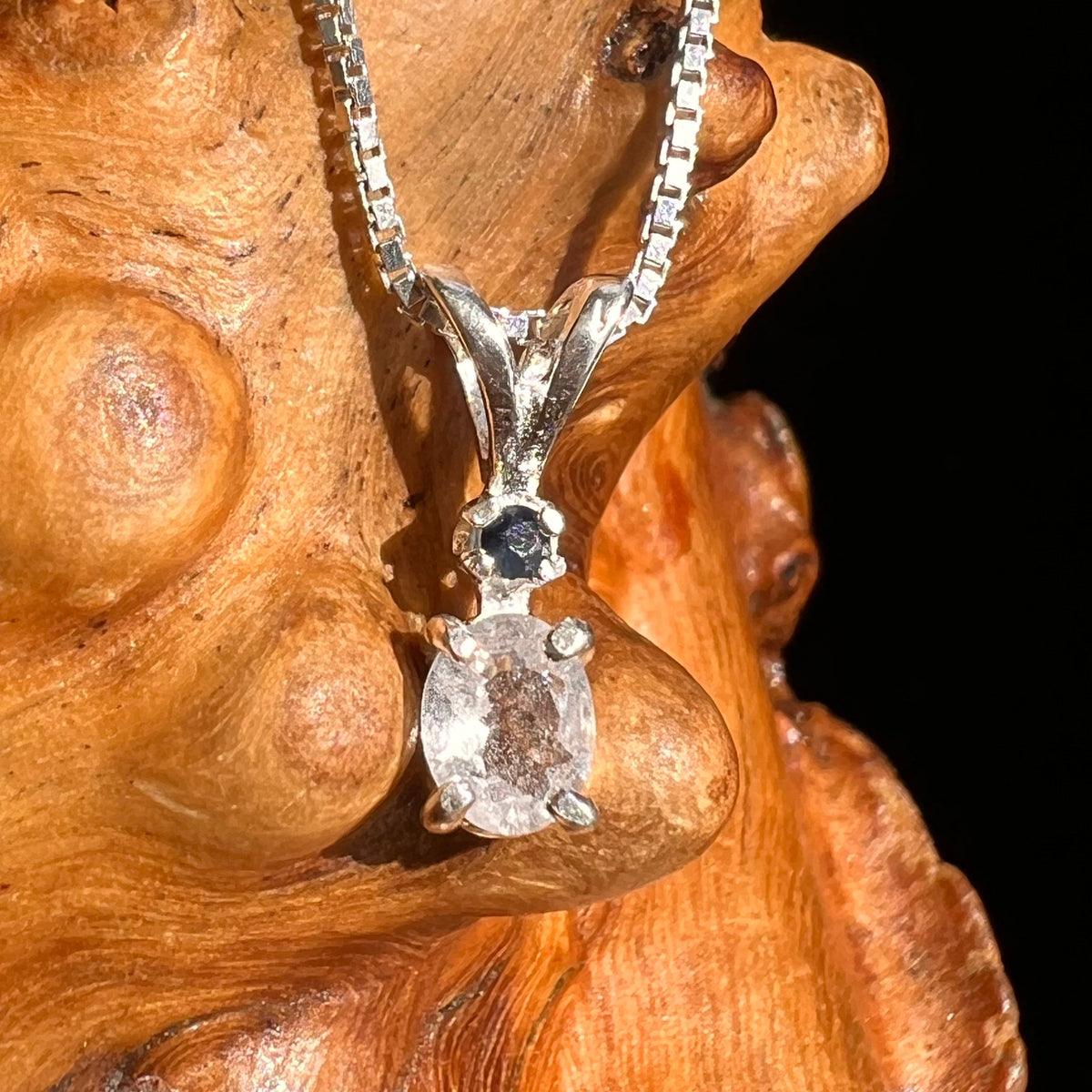 Phenacite & Blue Sapphire Necklace Sterling Silver #5368-Moldavite Life