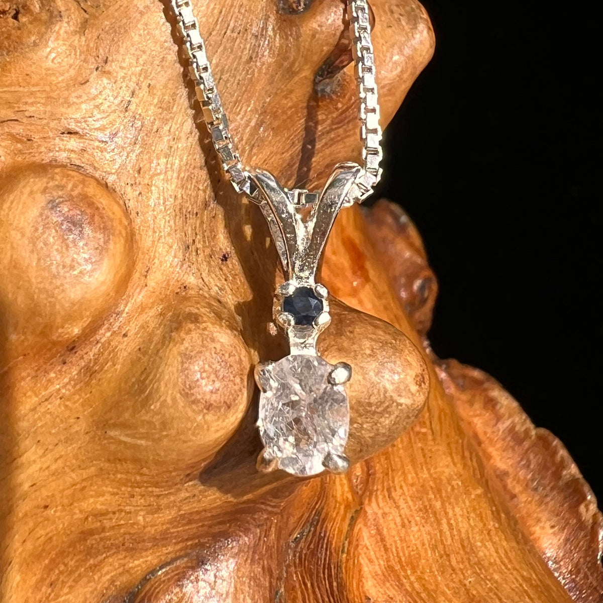 Phenacite & Blue Sapphire Necklace Sterling Silver #5370-Moldavite Life