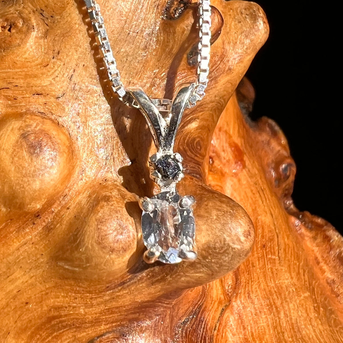 Phenacite & Brookite Necklace Sterling Silver #5386-Moldavite Life