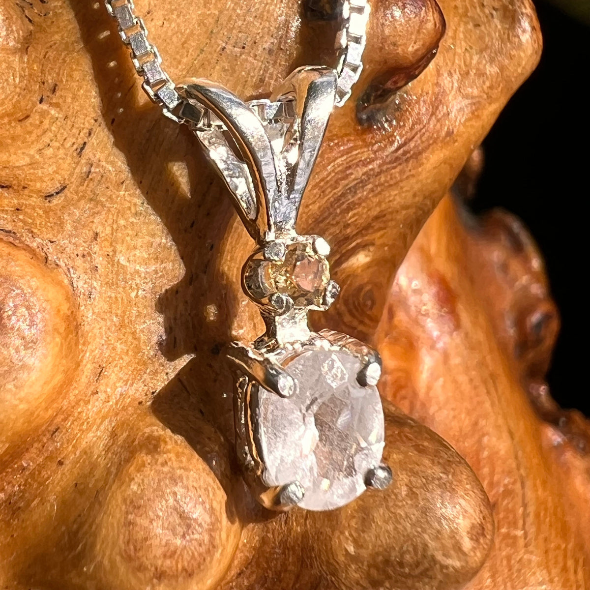 Phenacite & Garnet Necklace Sterling Silver #5376-Moldavite Life