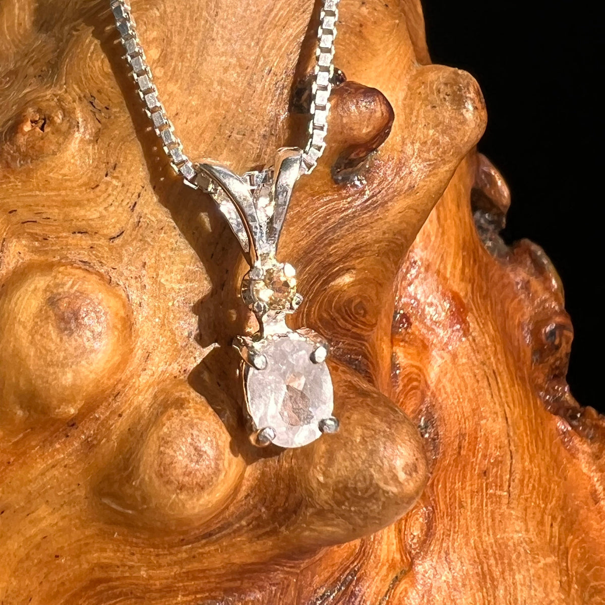 Phenacite & Garnet Necklace Sterling Silver #5376-Moldavite Life