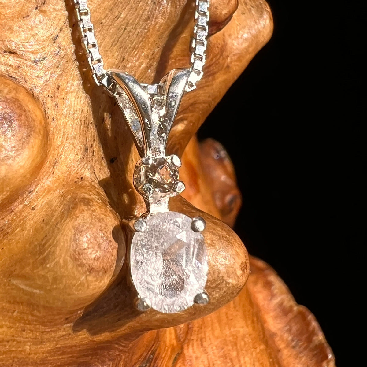 Phenacite & Garnet Necklace Sterling Silver #5377-Moldavite Life