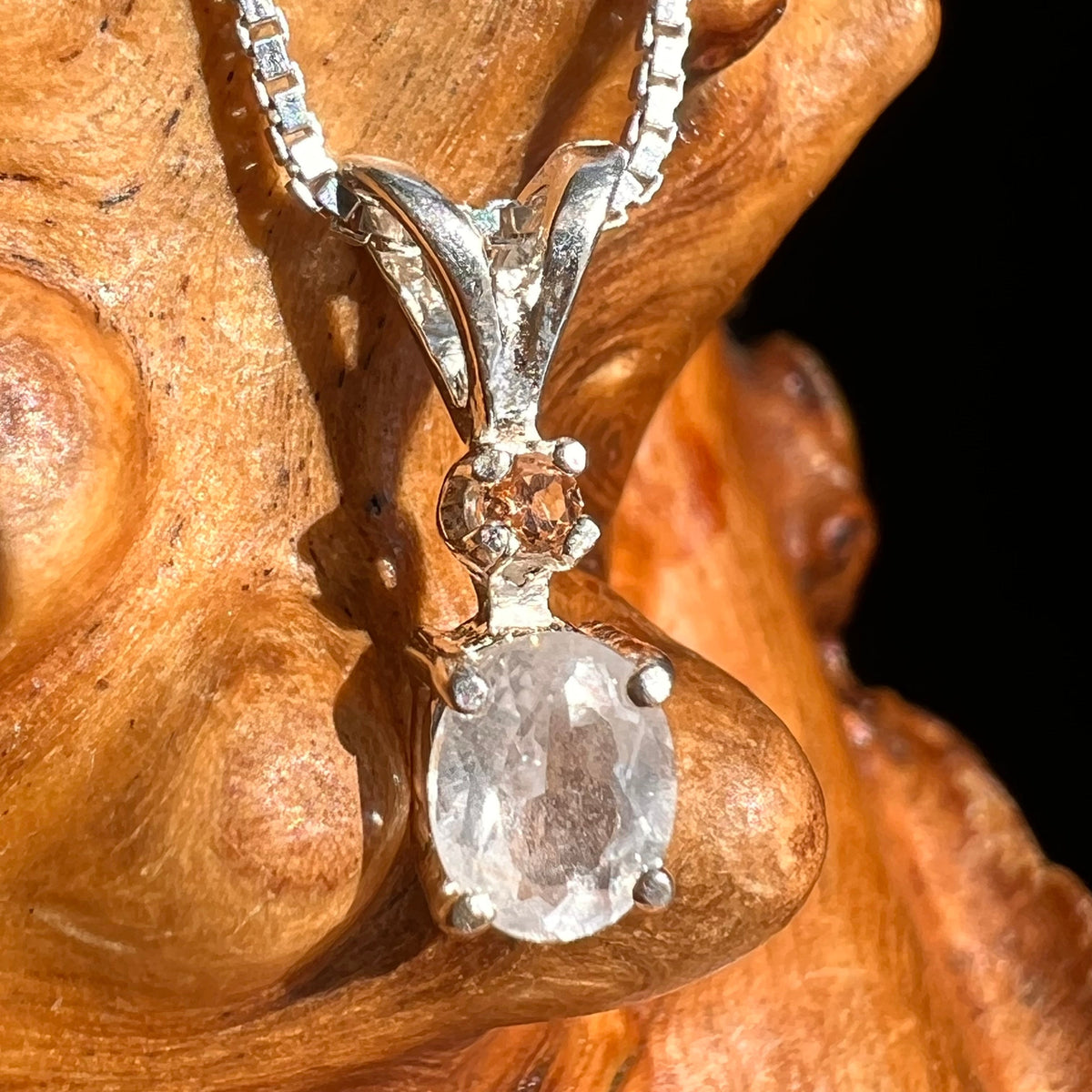 Phenacite & Garnet Necklace Sterling Silver #5378-Moldavite Life