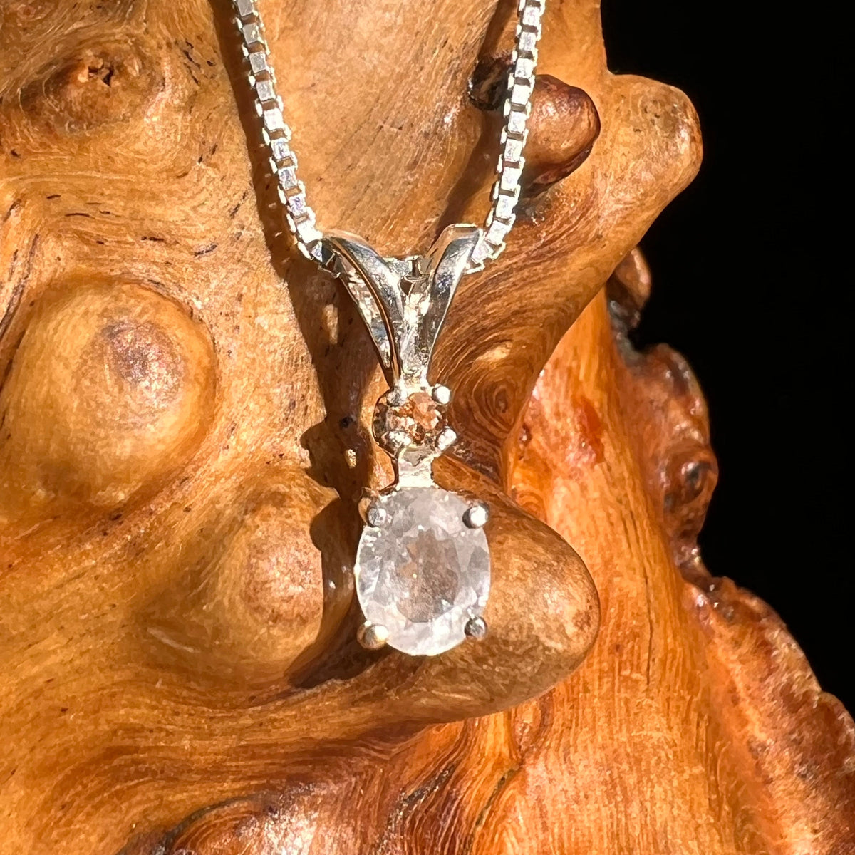Phenacite & Garnet Necklace Sterling Silver #5378-Moldavite Life
