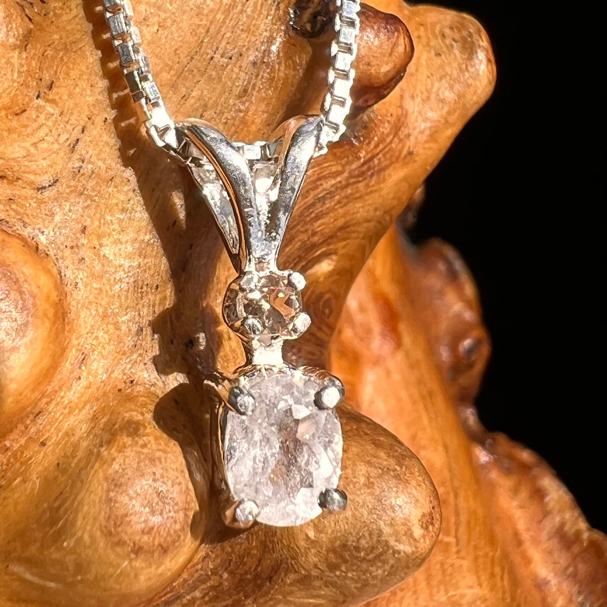 Phenacite & Garnet Necklace Sterling Silver #5380-Moldavite Life