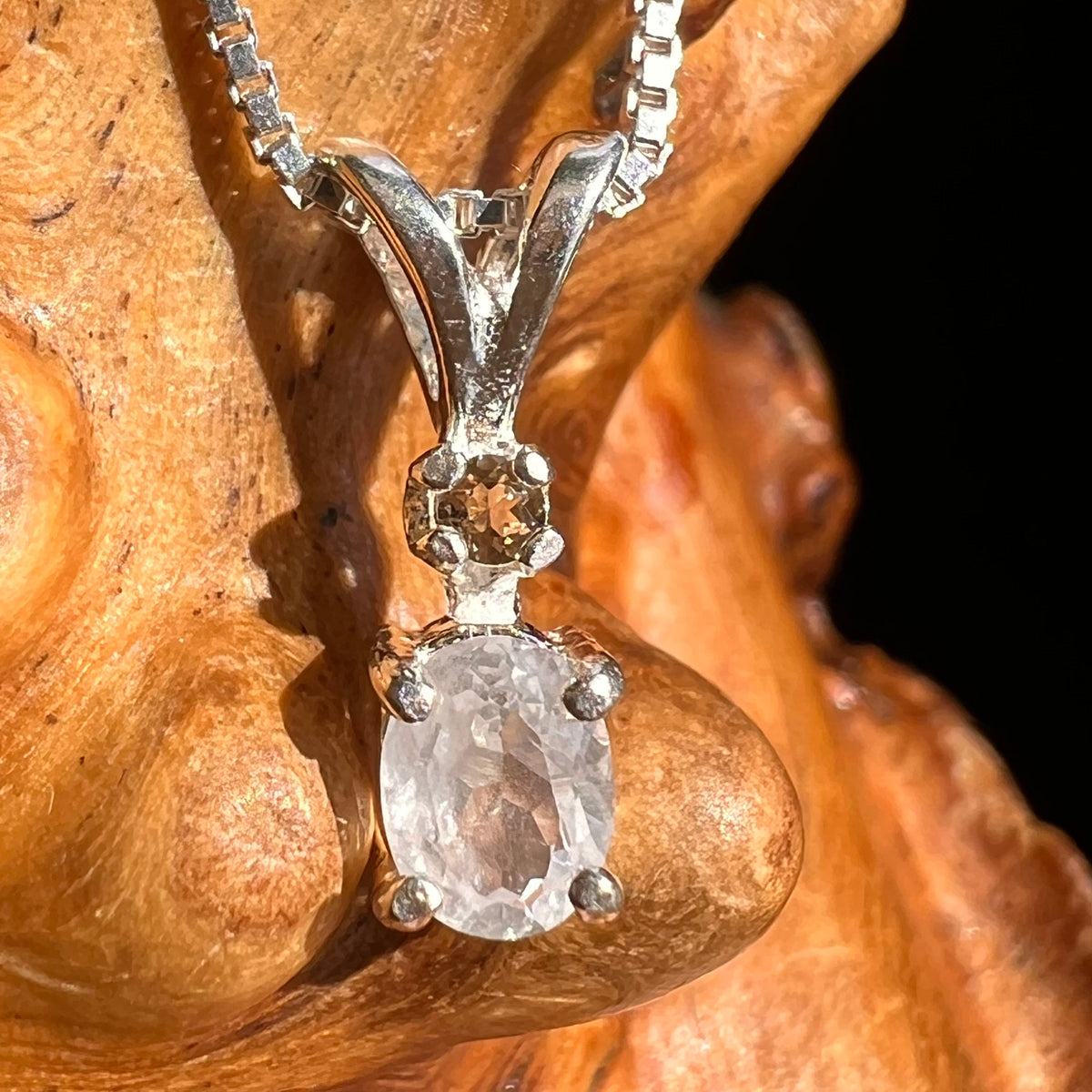 Phenacite & Garnet Necklace Sterling Silver #5382-Moldavite Life