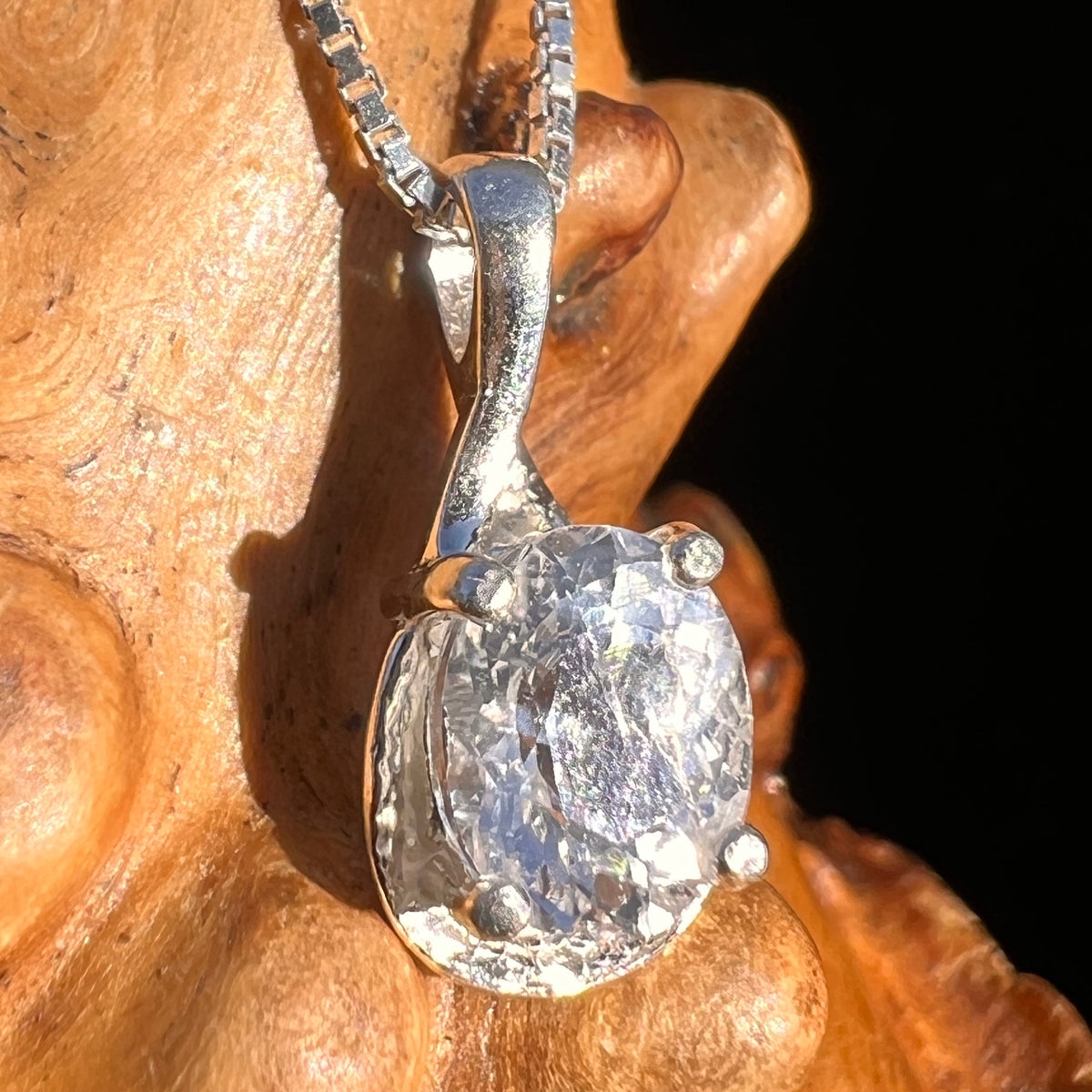 Phenacite Pendant Necklace Sterling Silver #5295A-Moldavite Life