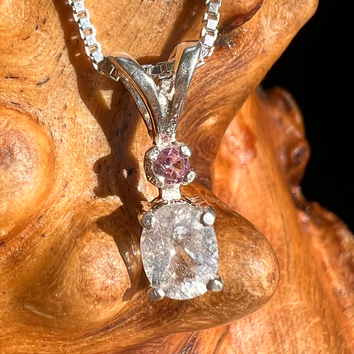 Phenacite & Pink Sapphire Necklace Sterling Silver #5392-Moldavite Life