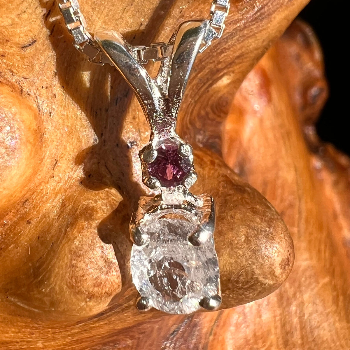 Phenacite & Pink Sapphire Necklace Sterling Silver #5393-Moldavite Life
