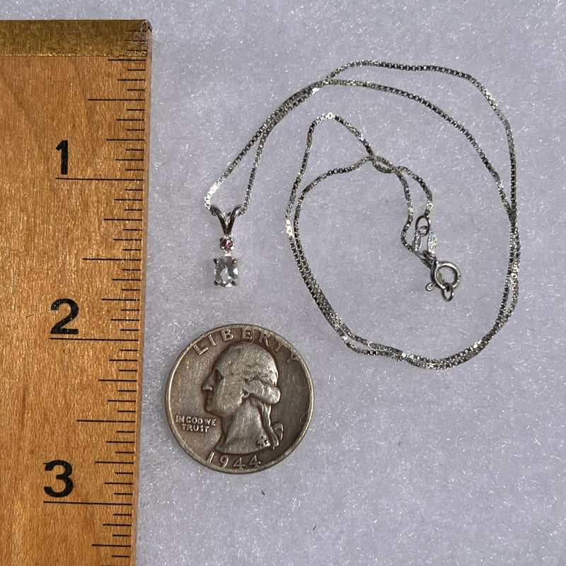 Phenacite & Pink Sapphire Necklace Sterling Silver #5394-Moldavite Life