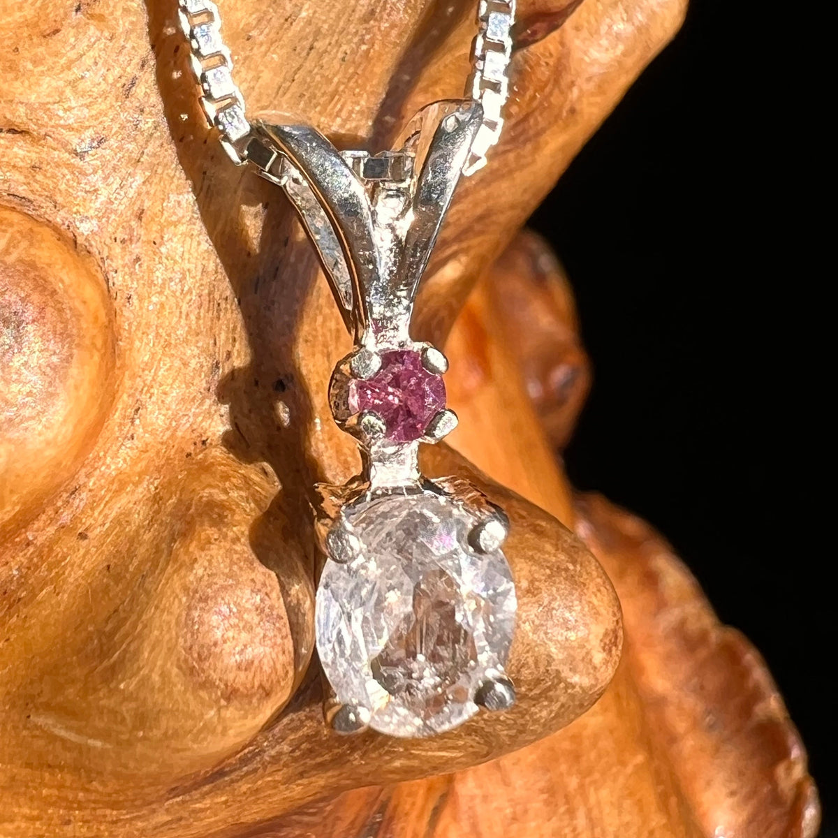 Phenacite & Pink Sapphire Necklace Sterling Silver #5395-Moldavite Life