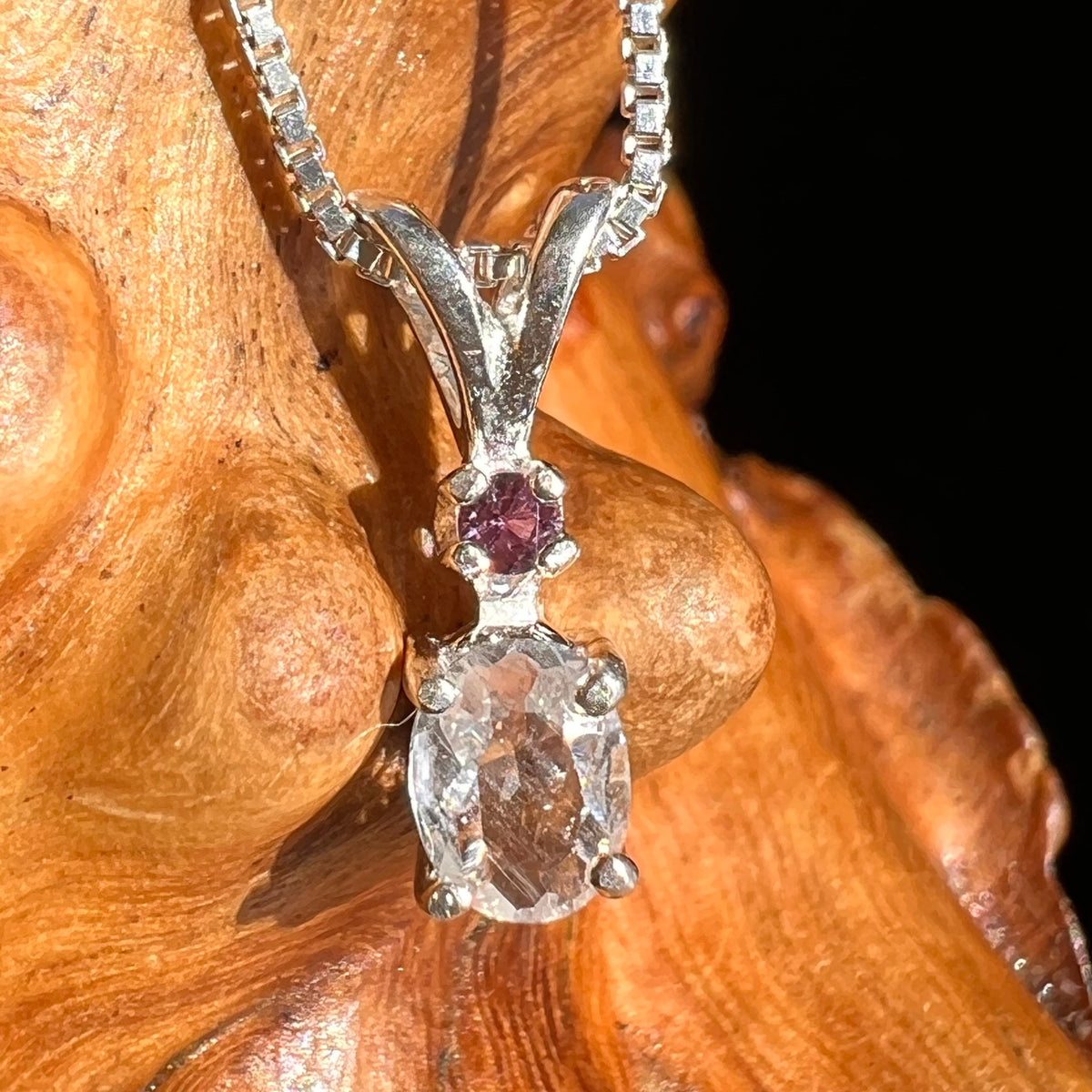 Phenacite & Pink Sapphire Necklace Sterling Silver #5396-Moldavite Life