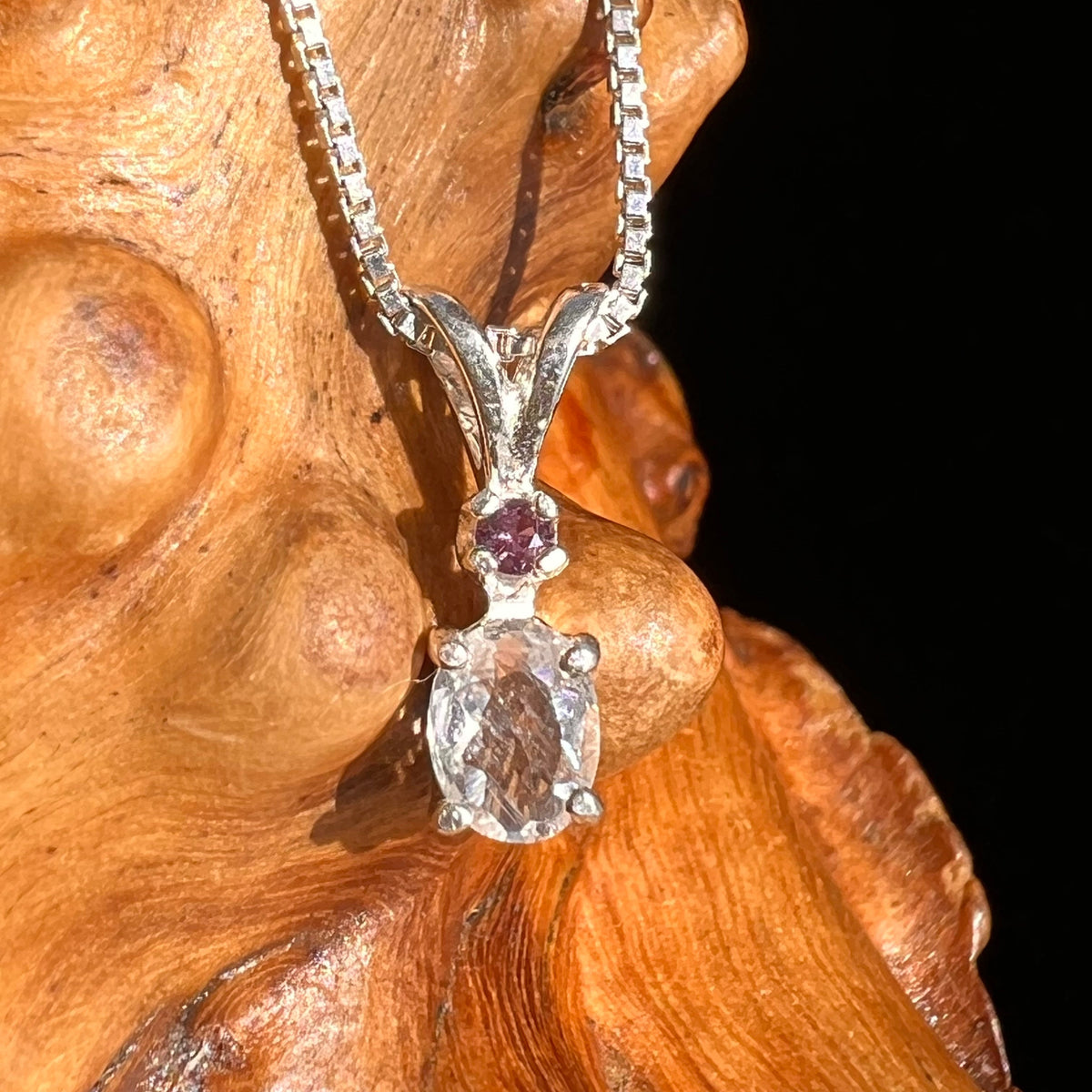 Phenacite & Pink Sapphire Necklace Sterling Silver #5396-Moldavite Life