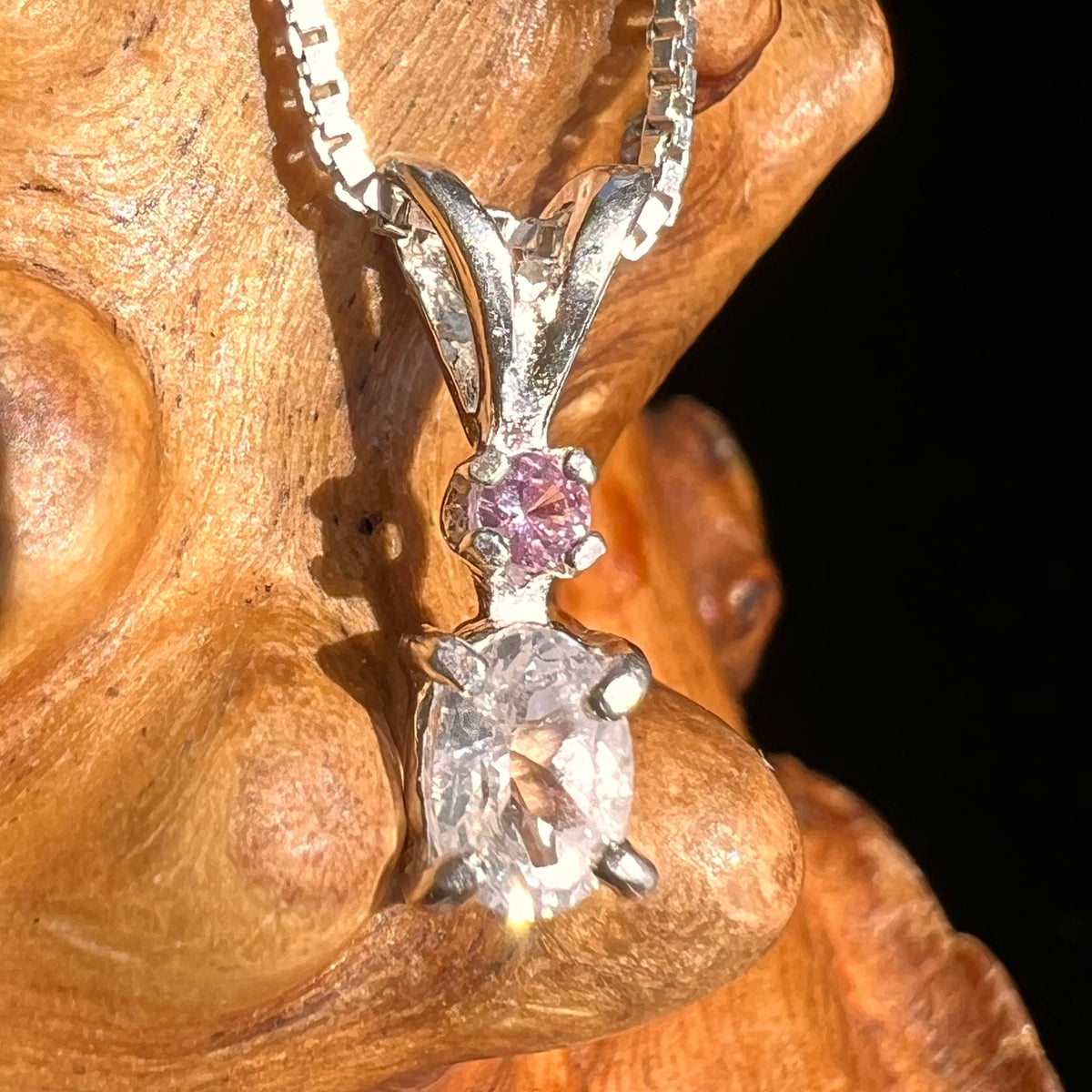 Phenacite & Pink Sapphire Necklace Sterling Silver #5397-Moldavite Life