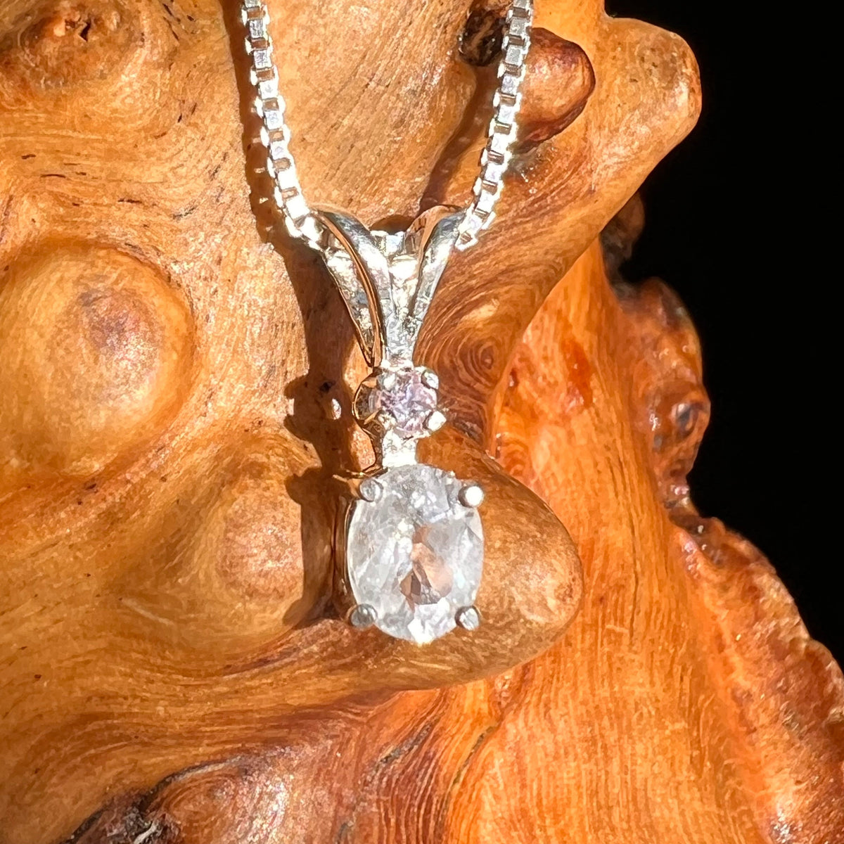 Phenacite & Pink Sapphire Necklace Sterling Silver #5398-Moldavite Life