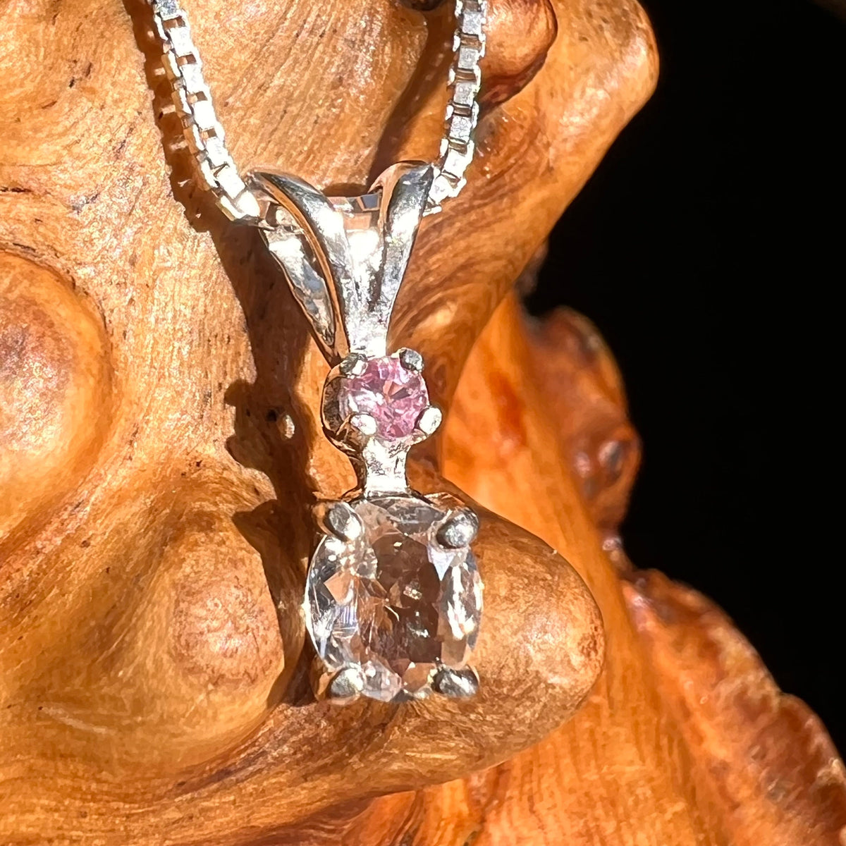 Phenacite & Pink Sapphire Necklace Sterling Silver #5399-Moldavite Life