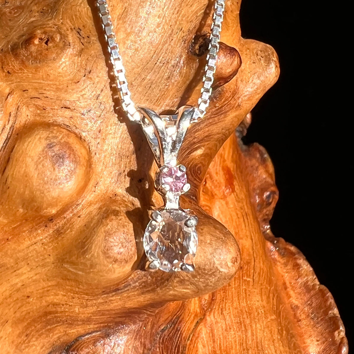 Phenacite & Pink Sapphire Necklace Sterling Silver #5399-Moldavite Life