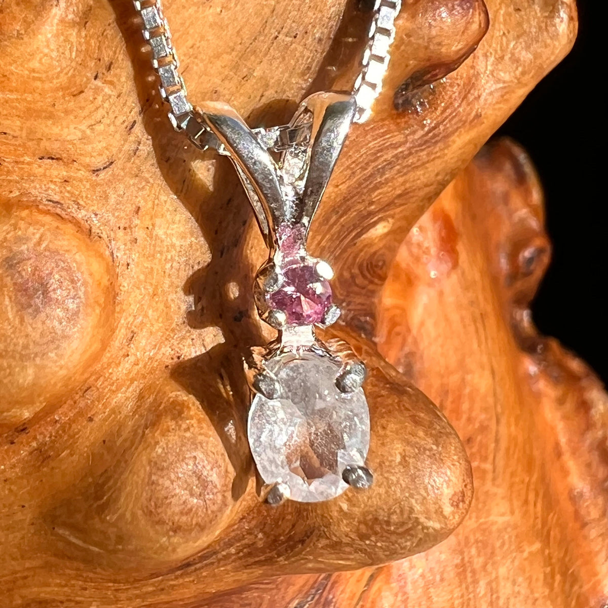Phenacite & Pink Sapphire Necklace Sterling Silver #5400-Moldavite Life