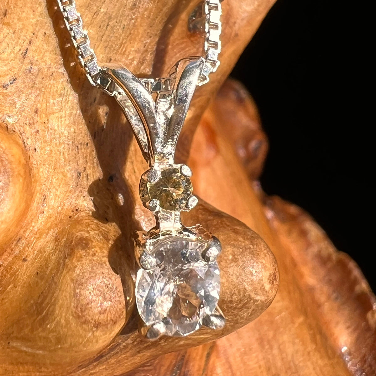 Phenacite & Yellow Sapphire Necklace Sterling Silver #5373-Moldavite Life