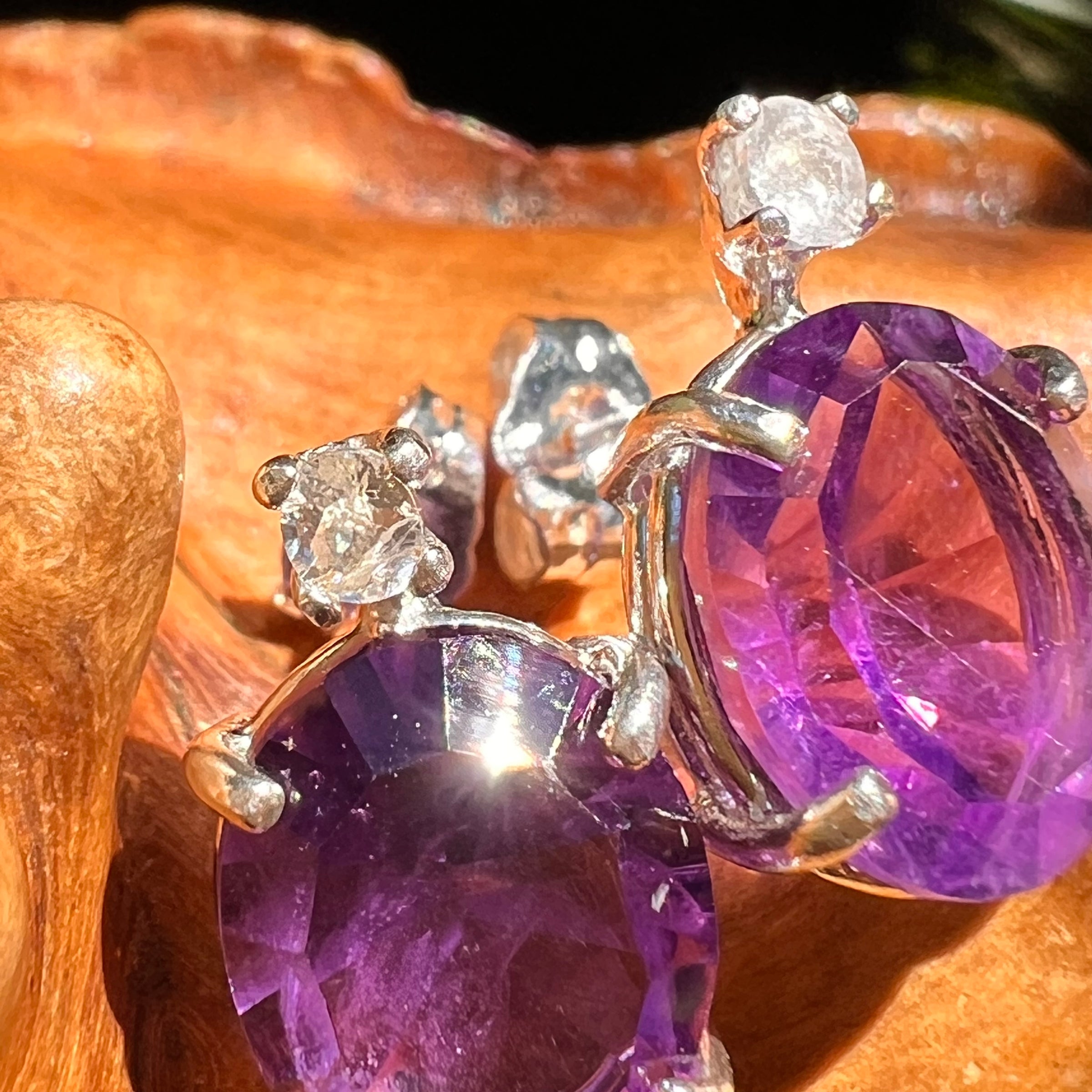 Phenakite & Amethyst Earrings Sterling Silver #8585-Moldavite Life