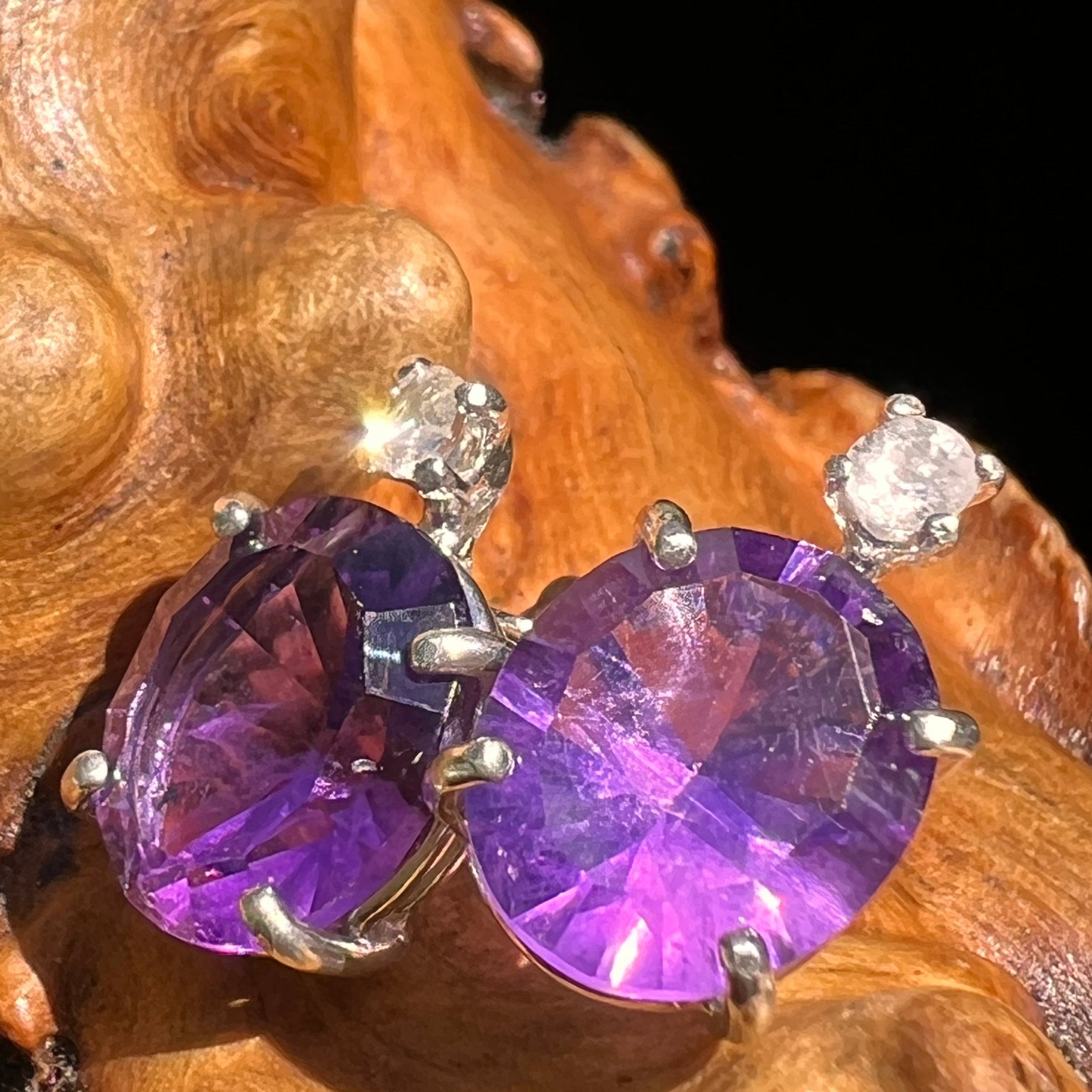 Phenakite & Amethyst Earrings Sterling Silver #8585-Moldavite Life