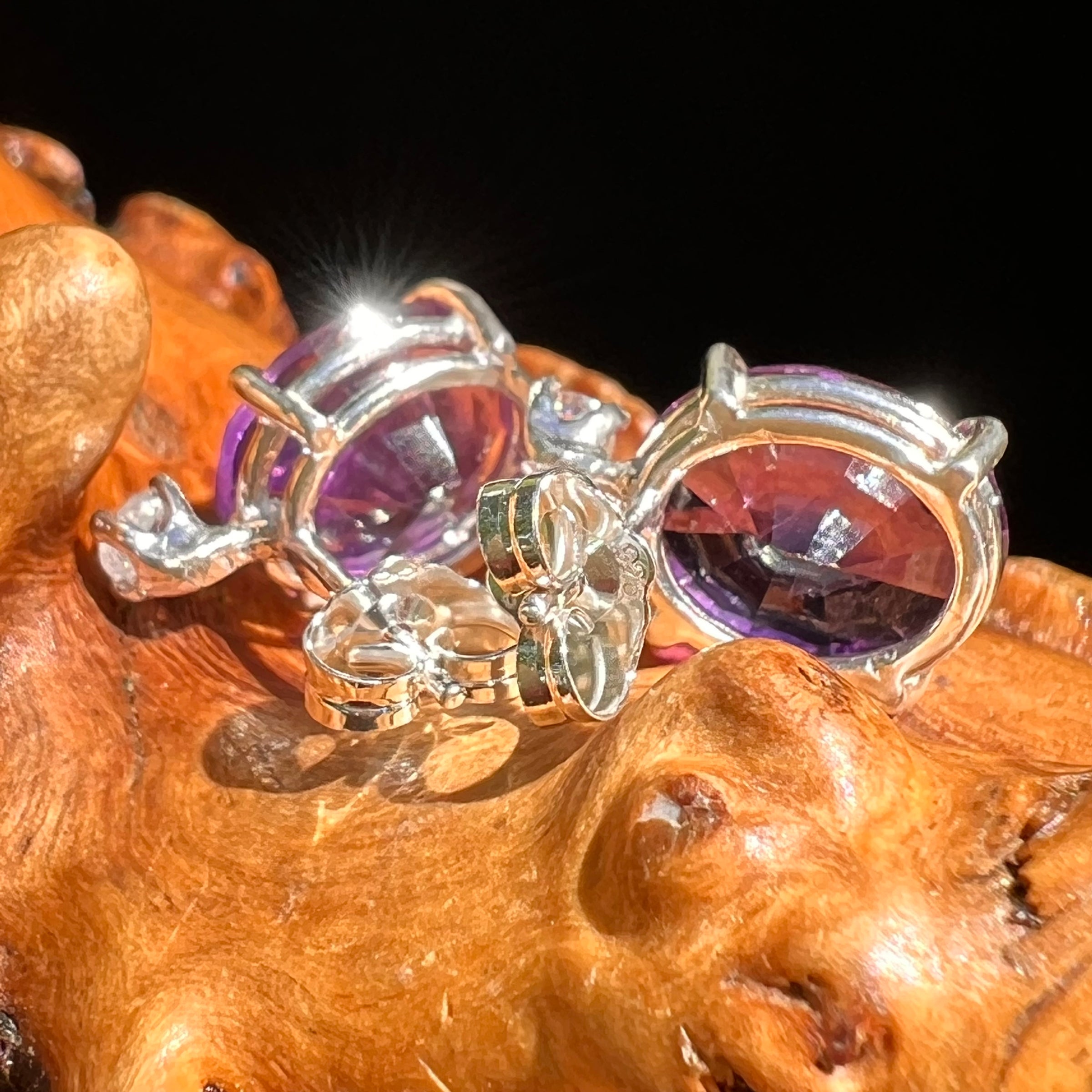 Phenakite & Amethyst Earrings Sterling Silver #8585-Moldavite Life