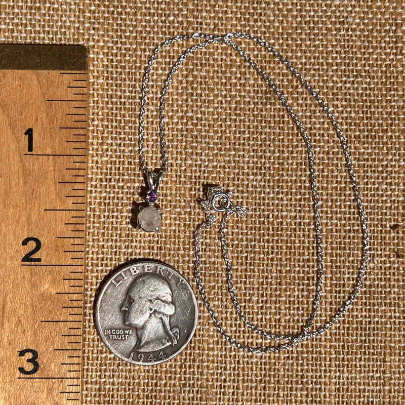 Phenakite & Amethyst Necklace Sterling #6946-Moldavite Life