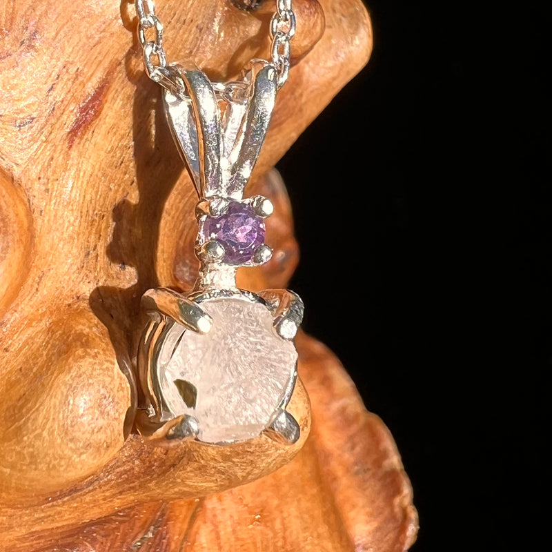 Phenakite & Amethyst Necklace Sterling #6950-Moldavite Life