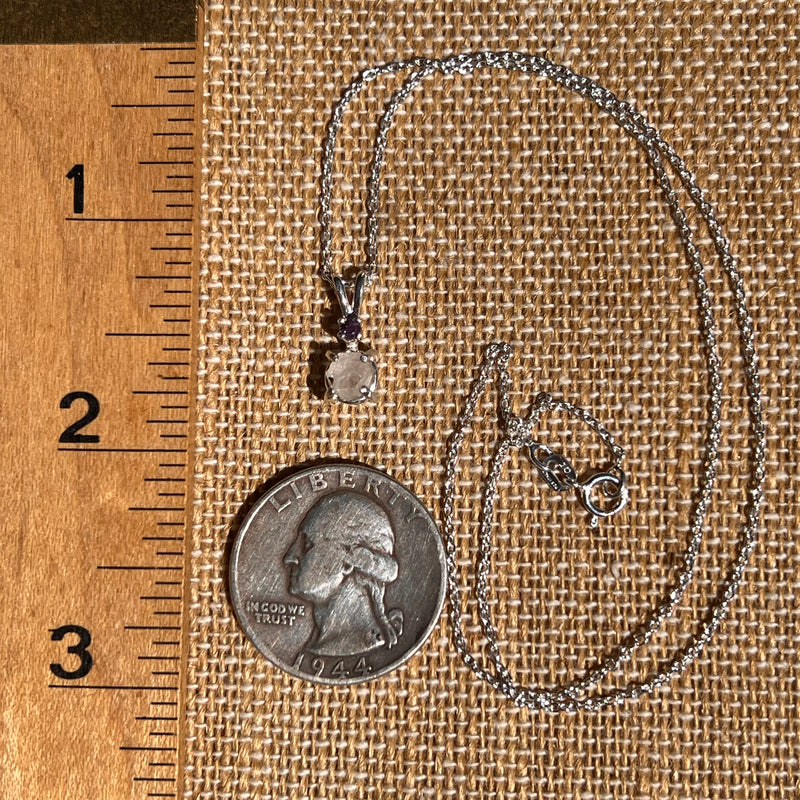 Phenakite & Amethyst Necklace Sterling #6950-Moldavite Life