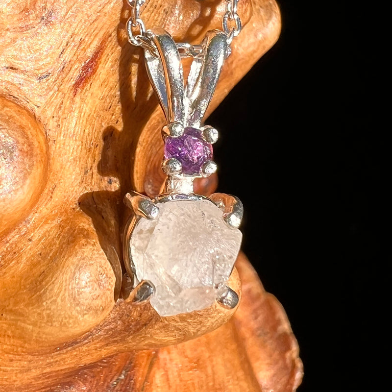 Phenakite & Amethyst Necklace Sterling #7258-Moldavite Life