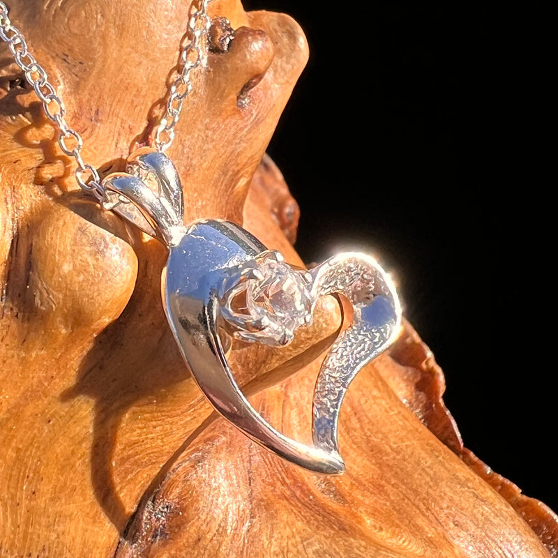 Phenakite Heart Necklace Sterling Silver #8038-Moldavite Life