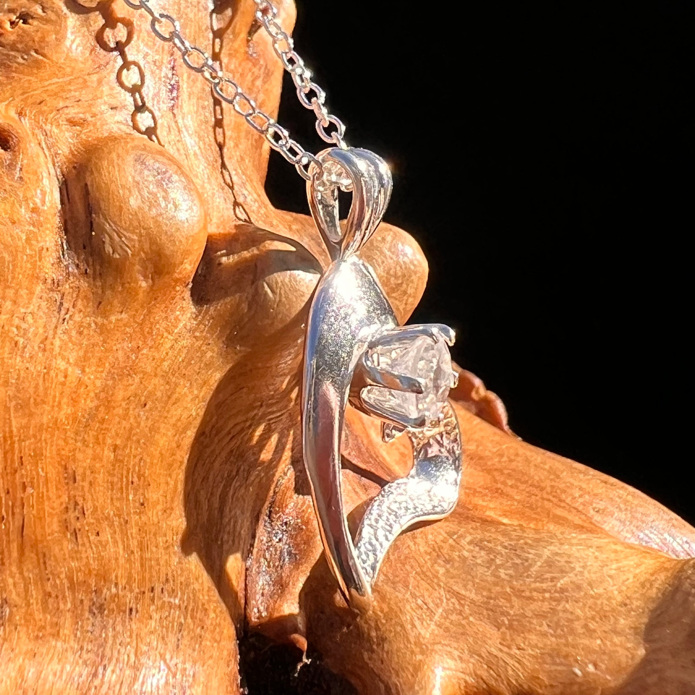 Phenakite Heart Necklace Sterling Silver #8038-Moldavite Life