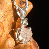 Phenakite & Moldavite Necklace Sterling #6952-Moldavite Life