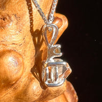 Phenakite & Moldavite Necklace Sterling #6952-Moldavite Life