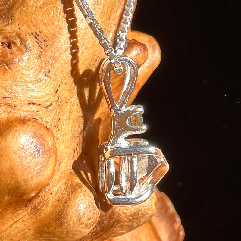 Phenakite & Moldavite Necklace Sterling #6952-Moldavite Life