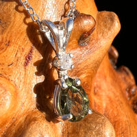 Phenakite & Moldavite Necklace Sterling #7880-Moldavite Life