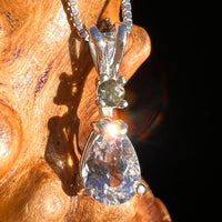 Phenakite & Moldavite Necklace Sterling #7950-Moldavite Life