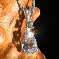 Phenakite & Moldavite Necklace Sterling #7950-Moldavite Life