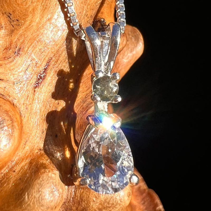 Phenakite & Moldavite Necklace Sterling #7950-Moldavite Life