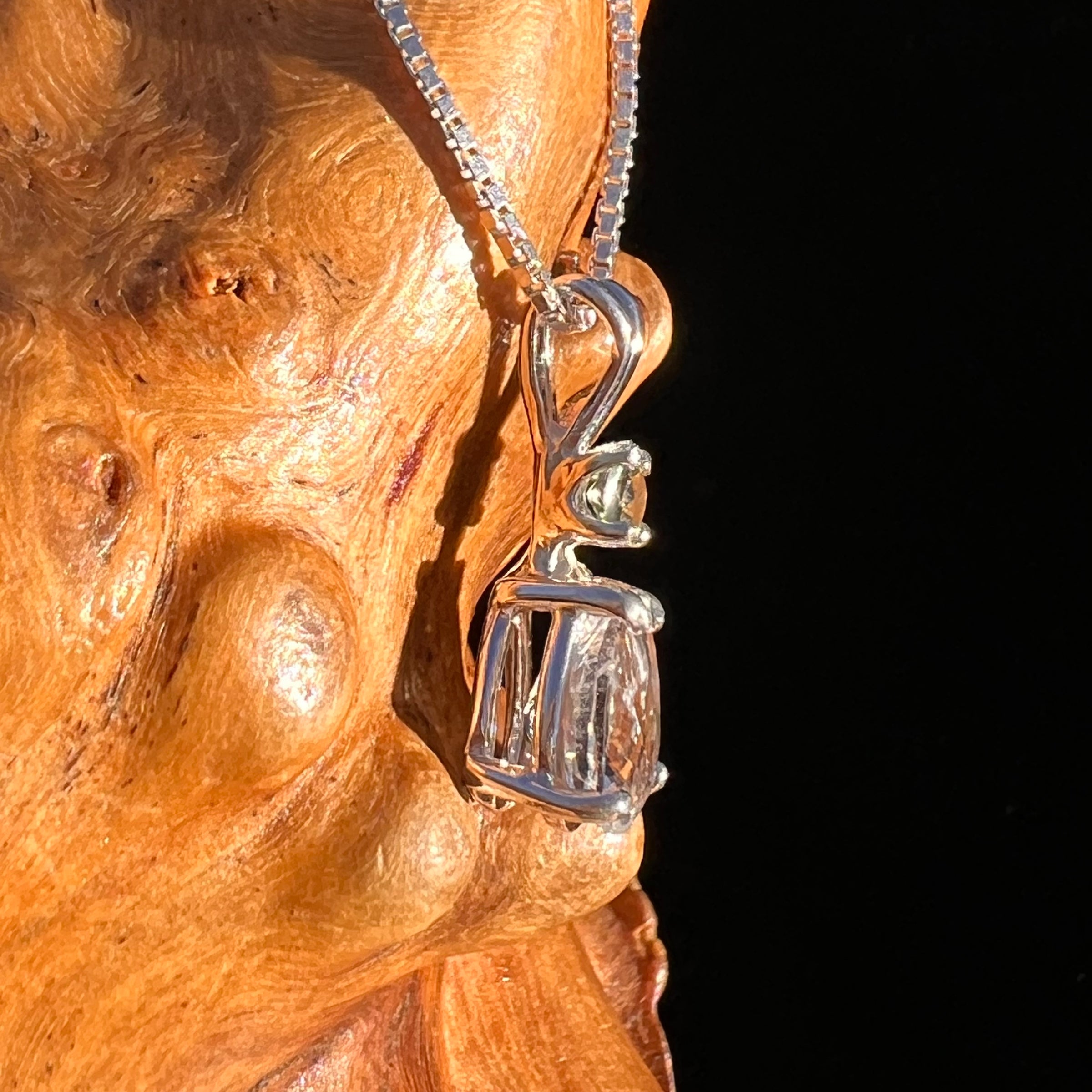 Phenakite & Moldavite Necklace Sterling #7950-Moldavite Life